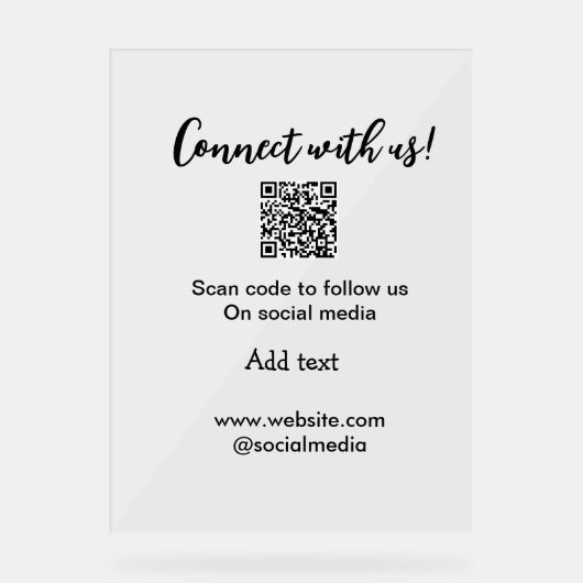 Verbindung mit uns Scan QR Code hinzufügen Website Acrylschild (Vorderseite)