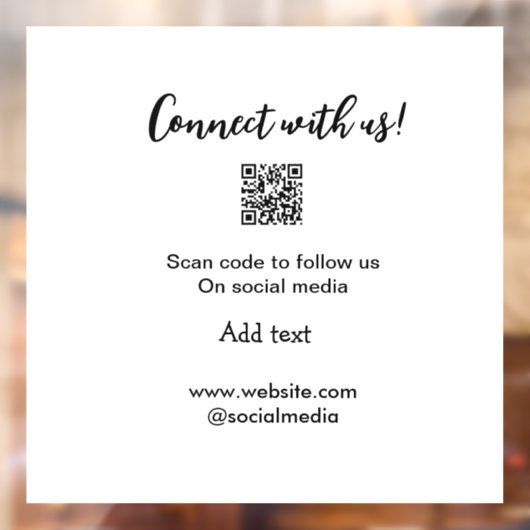 Verbindung mit uns Scan QR Code hinzufügen Website Fensteraufkleber (Blatt 2)