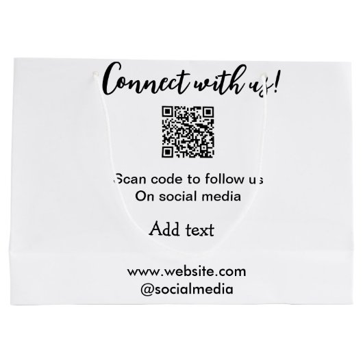Verbindung mit uns Scan QR Code hinzufügen Website Große Geschenktüte (Rückseite)