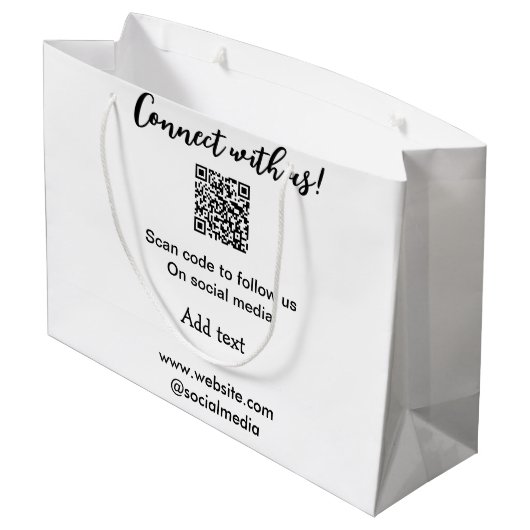 Verbindung mit uns Scan QR Code hinzufügen Website Große Geschenktüte (Rückseite Schrägansicht)