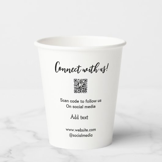 Verbindung mit uns Scan QR Code hinzufügen Website Pappbecher (Vorderseite)