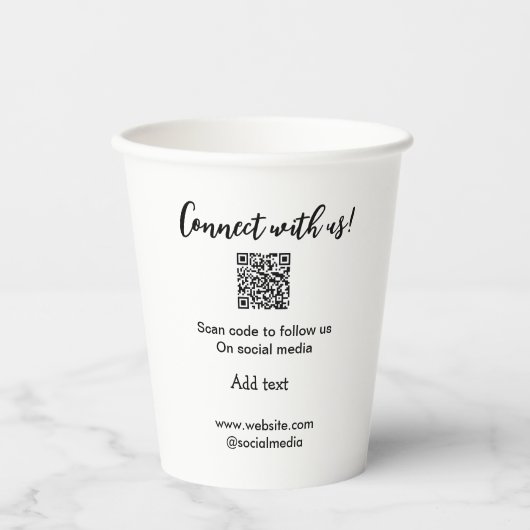 Verbindung mit uns Scan QR Code hinzufügen Website Pappbecher (Vorderseite)