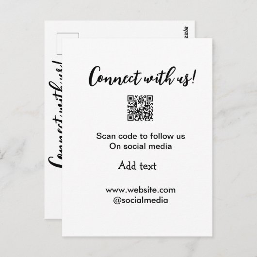 Verbindung mit uns Scan QR Code hinzufügen Website Postkarte (Vorne/Hinten)