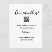Verbindung mit uns Scan QR Code hinzufügen Website Postkarte (Vorderseite)