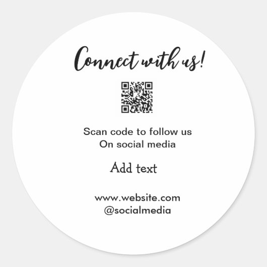 Verbindung mit uns Scan QR Code hinzufügen Website Runder Aufkleber (Vorderseite)