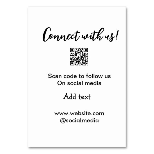 Verbindung mit uns Scan QR Code hinzufügen Website Tischnummer (Vorderseite)