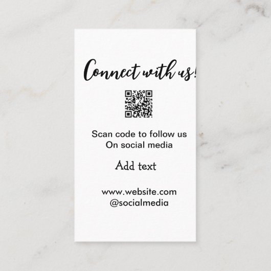Verbindung mit uns Scan QR Code hinzufügen Website Visitenkarte (Rückseite)