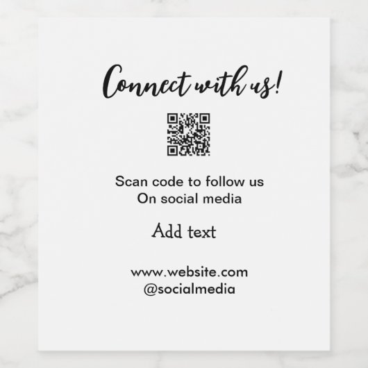 Verbindung mit uns Scan QR Code hinzufügen Website Weinetikett (Einzelnes Label)