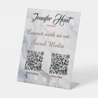 Verbindung mit uns über das soziale QR-Kodex-Pedes Sockelschild