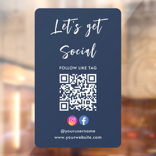 Verbindung mit US Instagram Facebook Qr Code Navy Fensteraufkleber