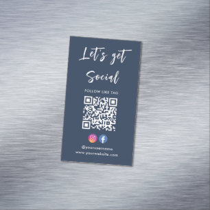 Verbindung mit US Instagram Facebook Qr Code Navy Magnetische Visitenkarte