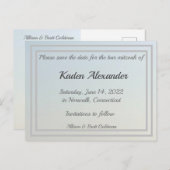 Verblasenes Blue Ombre Save the Date Postkarte (Vorne/Hinten)