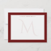 Verblasenes Monogramm Chic Dark Red Personal Beruf Mitteilungskarte (Vorderseite)
