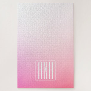 Verblassende rosa Ombre-Abstufung & Ihre Initialen Puzzle