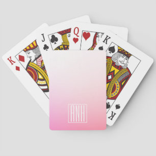 Verblassende rosa Ombre-Abstufung & Ihre Initialen Spielkarten