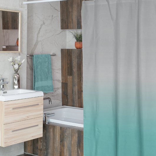 Verblassender Ombre Teal-Grau-Verlauf Duschvorhang