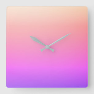 Verblassendes Pfirsichrosa und lila farbenfrohes O Quadratische Wanduhr