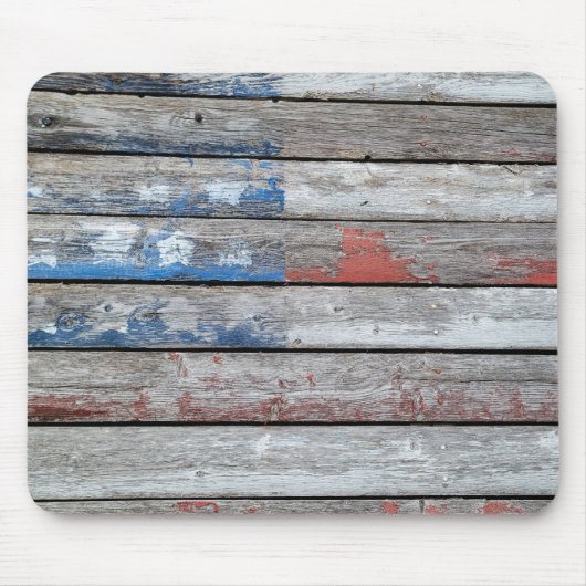 Verblasste amerikanische Flagge auf Holz Mousepad (Vorne)