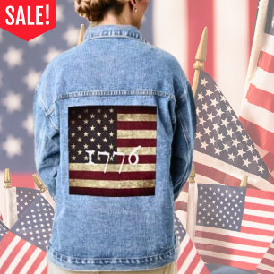 Verblasste amerikanische Flagge Patriotisch  Jeansjacke