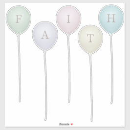 Verblasste antike Farben Whimsical Balloon Buchsta Aufkleber