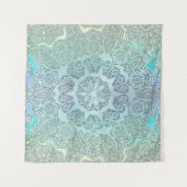 Verblaßte blaues Grau-Mandala-Wand-Tapisserie Wandteppich (Vorderseite (Horizontal))