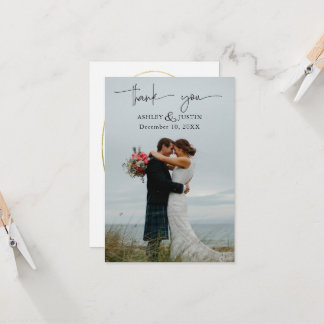 Verblasste Denim & Blush Stilvoll Dankeschön Karte