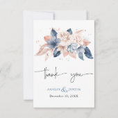 Verblasste Denim & Blush Stilvoll Dankeschön Karte (Vorderseite)