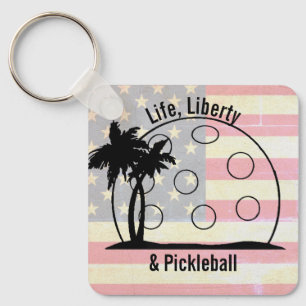 VERBLASSTE FLAGGE Leben Freiheit & Pickleball USA Schlüsselanhänger