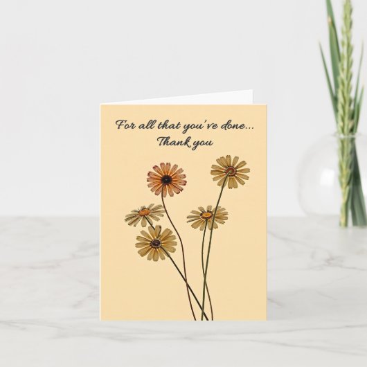 Verblasste getrocknete Blumen Danke (Vorderseite)