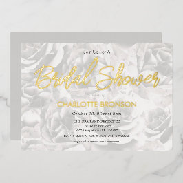 Verblasste graue Rose Personalisiertes Brautparty Folieneinladung