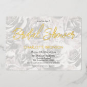Verblasste graue Rose Personalisiertes Brautparty Folieneinladung (Vorderseite)