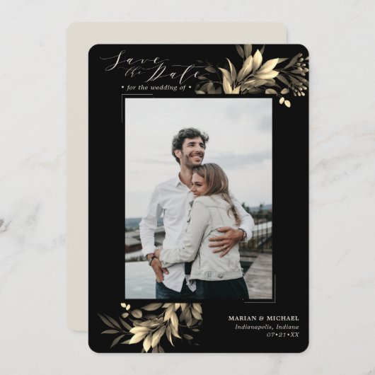 Verblasste Grüne Zurück und Taupe Hochzeit Save The Date (Vorne/Hinten)