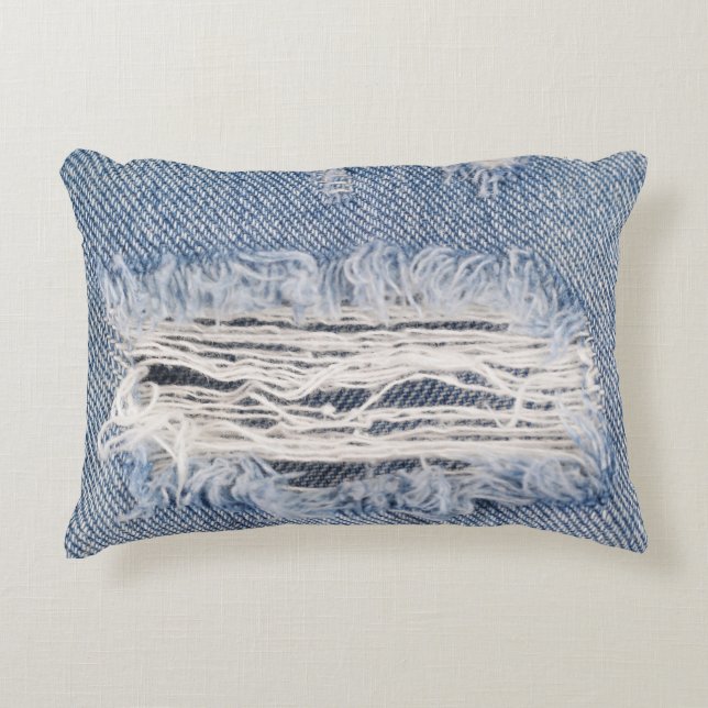 Verblasste Jeans Textur Dekokissen (Vorderseite)