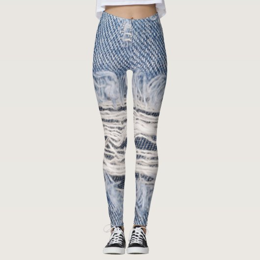Verblasste Jeans Textur Leggings (Vorderseite)