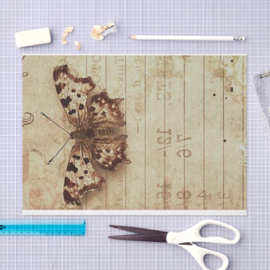 Verblasste Notizblöcke aus Sepia-Schmetterling Seidenpapier (Handwerk)