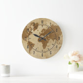 Verblaßte Pergament-Weltkarte Große Wanduhr (Zuhause)