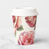Verblasste pinke Rose Pappbecher (Rückseite)