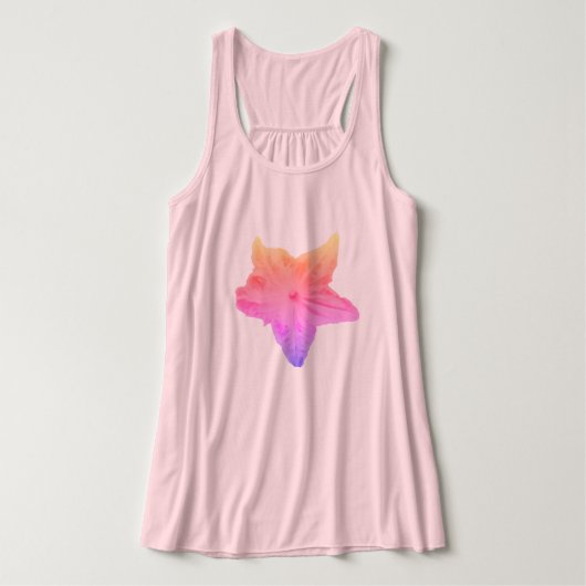 Verblaßte Regenbogen-Gurken-Blume auf einem rosa Tank Top (Design Vorderseite)