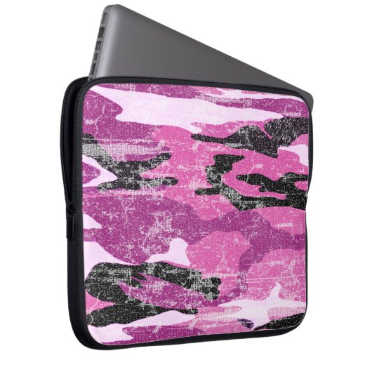 Verblaßte rosa Camouflage Laptopschutzhülle (Vorne Rechts)