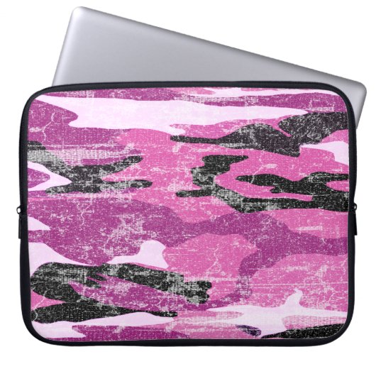 Verblaßte rosa Camouflage Laptopschutzhülle (Vorderseite)