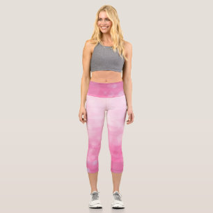 Verblasste rosa Farbverlauf-Streifen Capri Leggings