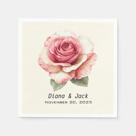 Verblasste rosa Rose Serviette (Vorderseite)