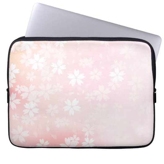 Verblaßte rosa/weiße Kirschblüten-Computer-Hülse Laptopschutzhülle (Vorderseite)