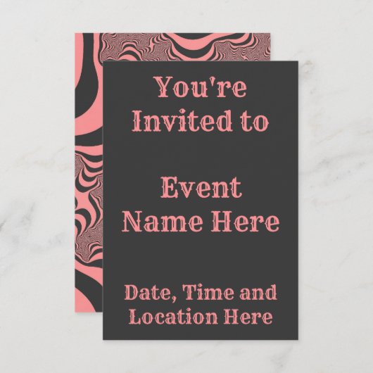 Verblasste rosa Zebrastreifen Einladung (Vorne/Hinten)