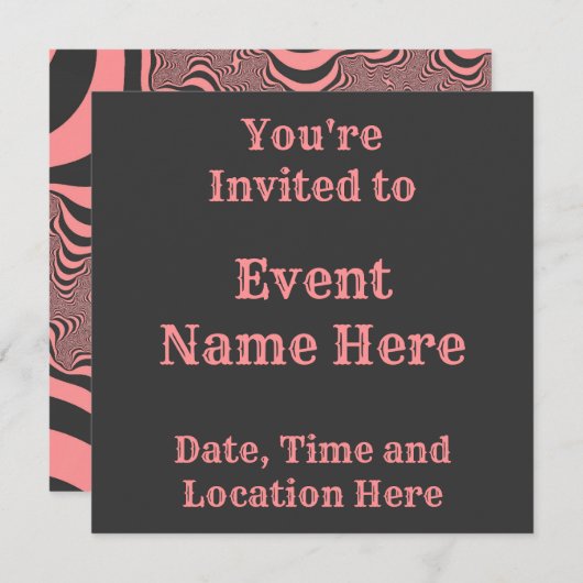 Verblasste rosa Zebrastreifen Einladung (Vorne/Hinten)