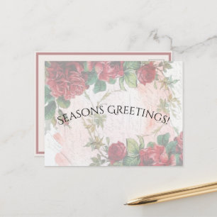 Verblasste rote Rosen Schrift auf Papier in Bedrän Feiertagspostkarte