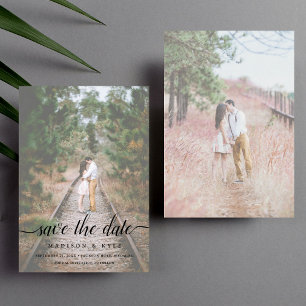 Verblasste Schrift 2 Fotos Save the Date Hochzeit