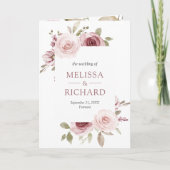 Verblasste staubige rosa Blumen-Ampersand-QR-Code- Einladung (Vorderseite)