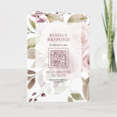 Verblasste staubige rosa Blumen-Ampersand-QR-Code- Einladung (Rückseite)