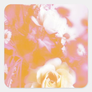 Verblasste Vintage-Blumenarrangement-Fotografie Quadratischer Aufkleber